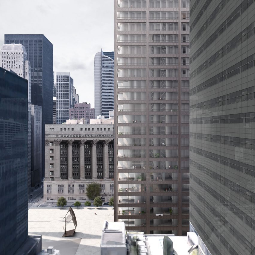 Render of Zixuan Luo's reimagined exterior of the Richard J Daley Center
