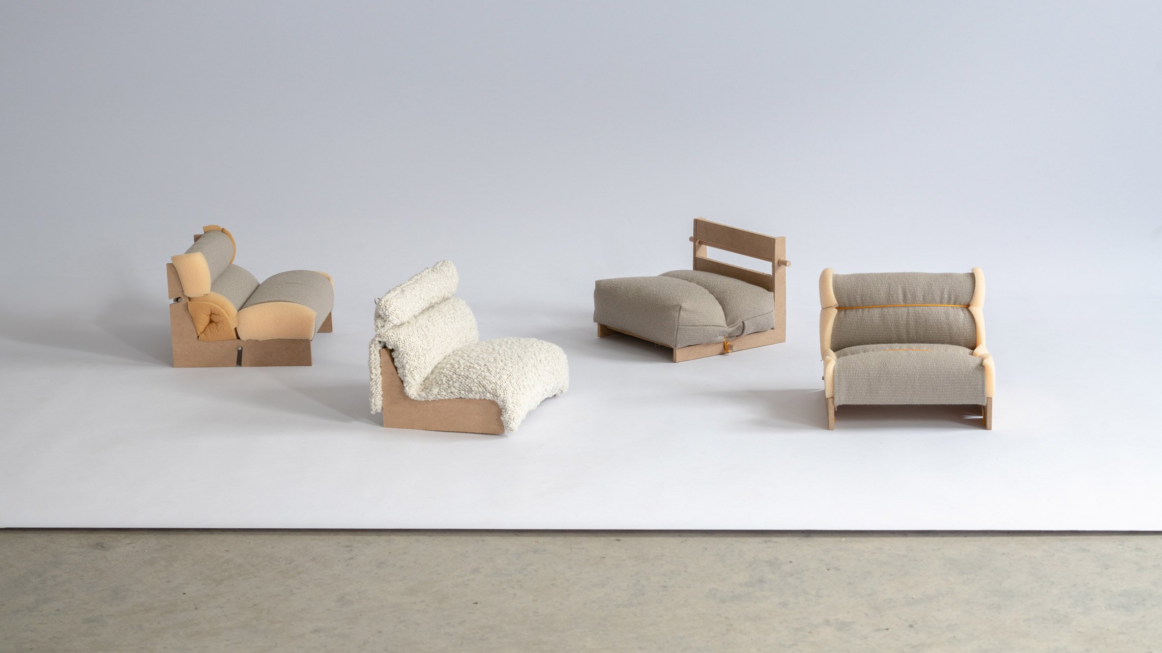 Scale models of the Hug sofa